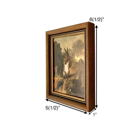 Print of The Rabbits by Desportes Vintage Miniature Animal Art Rustic Decor - Picture 2 of 6